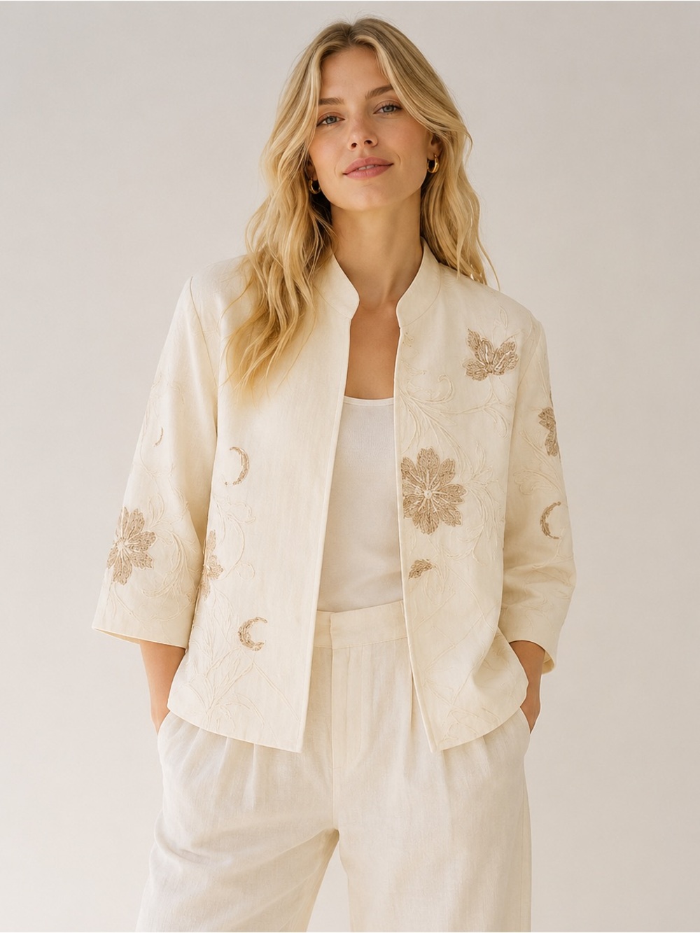 Vintage Chico’s Cream Embroidered Jacket